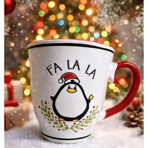 Spectrum Designz Christmas Penguin Mug FA LA LA  Holiday Coffee Cup Cute!